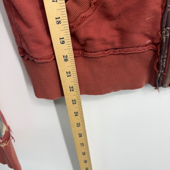 Miss Me Y2K Hoodie Size rust coral orange full zip M embroidered floral glitter - Picture 5 of 7